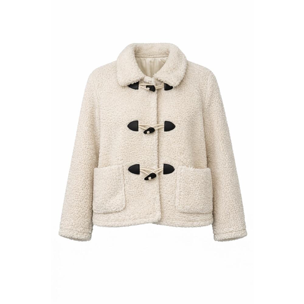 LOFT Outlet Sherpa Fleece Toggle Jacket Cream Teddy Coat XS NWT - Picture 2 of 3